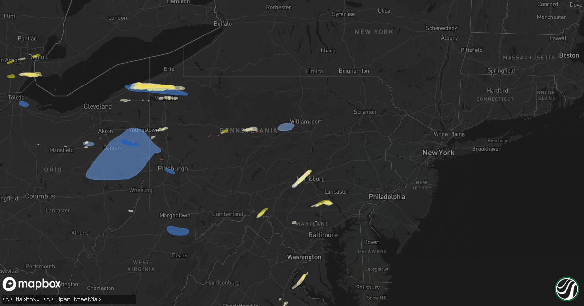 Hail map in Pennsylvania on June 14, 2026