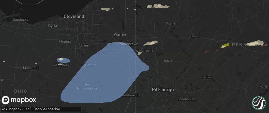 Hail map in Petersburg, OH on June 14, 2026