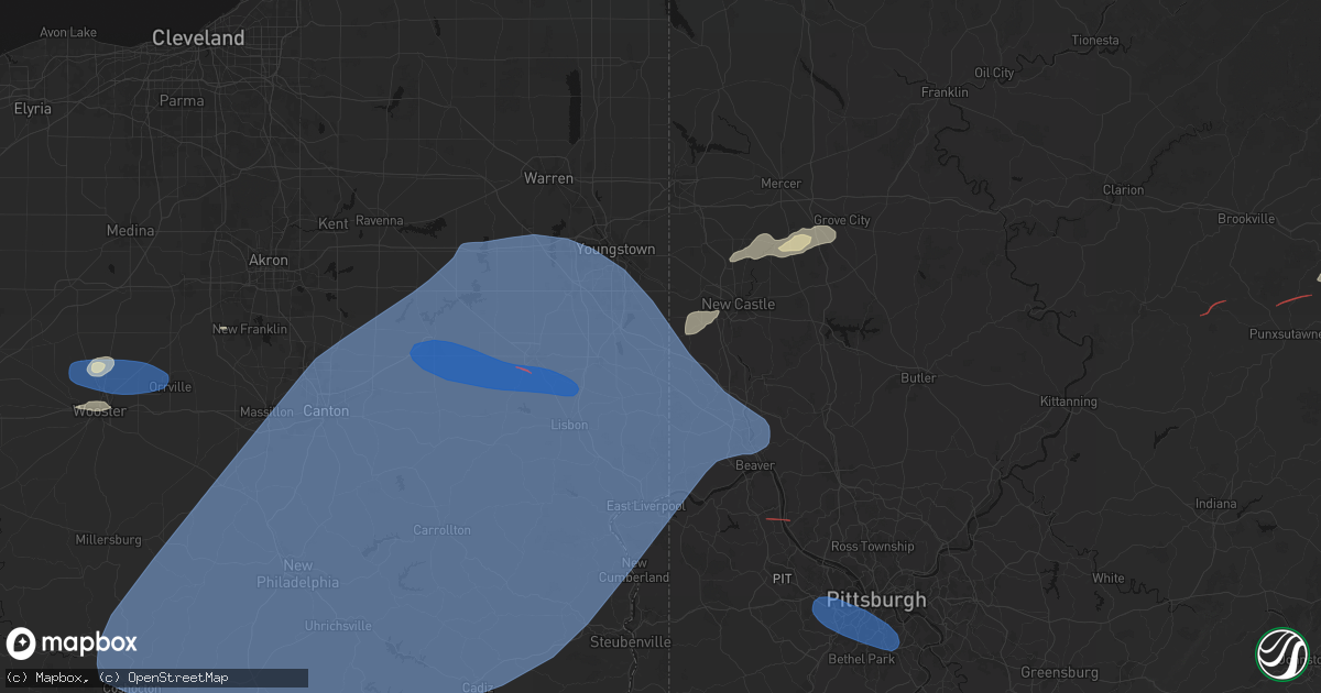 Hail map in Petersburg, OH on June 14, 2026