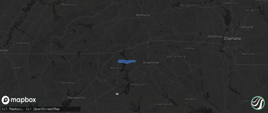 Hail map in Pickens, SC on June 14, 2026