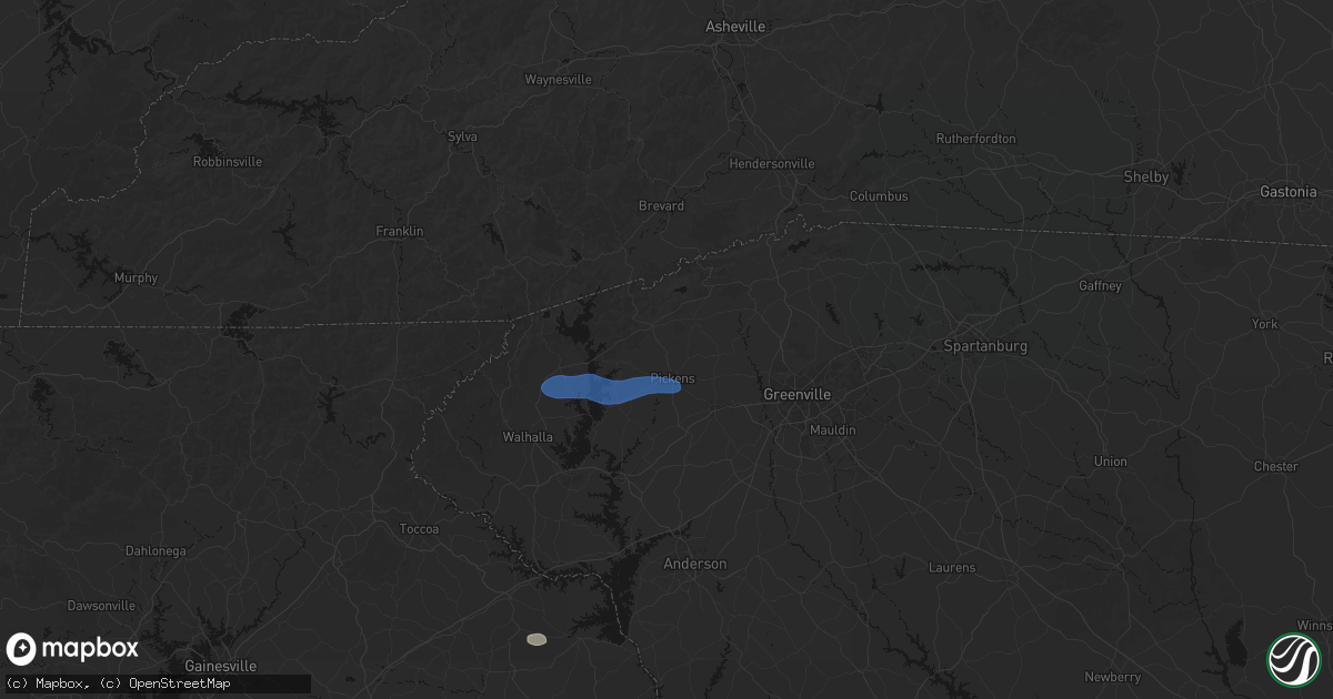Hail map in Pickens, SC on June 14, 2026