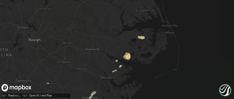 Hail map in Pinetown, NC on June 14, 2026