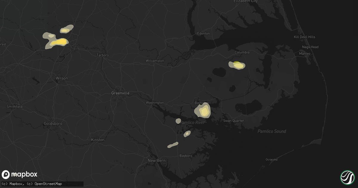 Hail map in Pinetown, NC on June 14, 2026