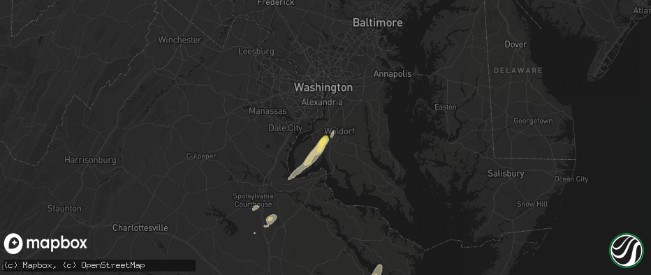 Hail map in Pomfret, MD on June 14, 2026