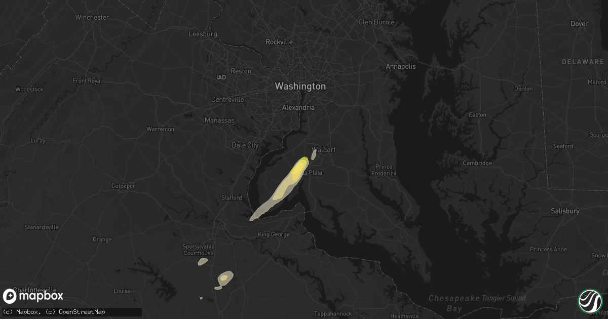 Hail map in Pomfret, MD on June 14, 2026