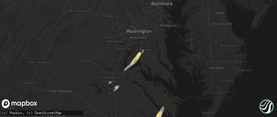 Hail map in Port Tobacco, MD on June 14, 2026