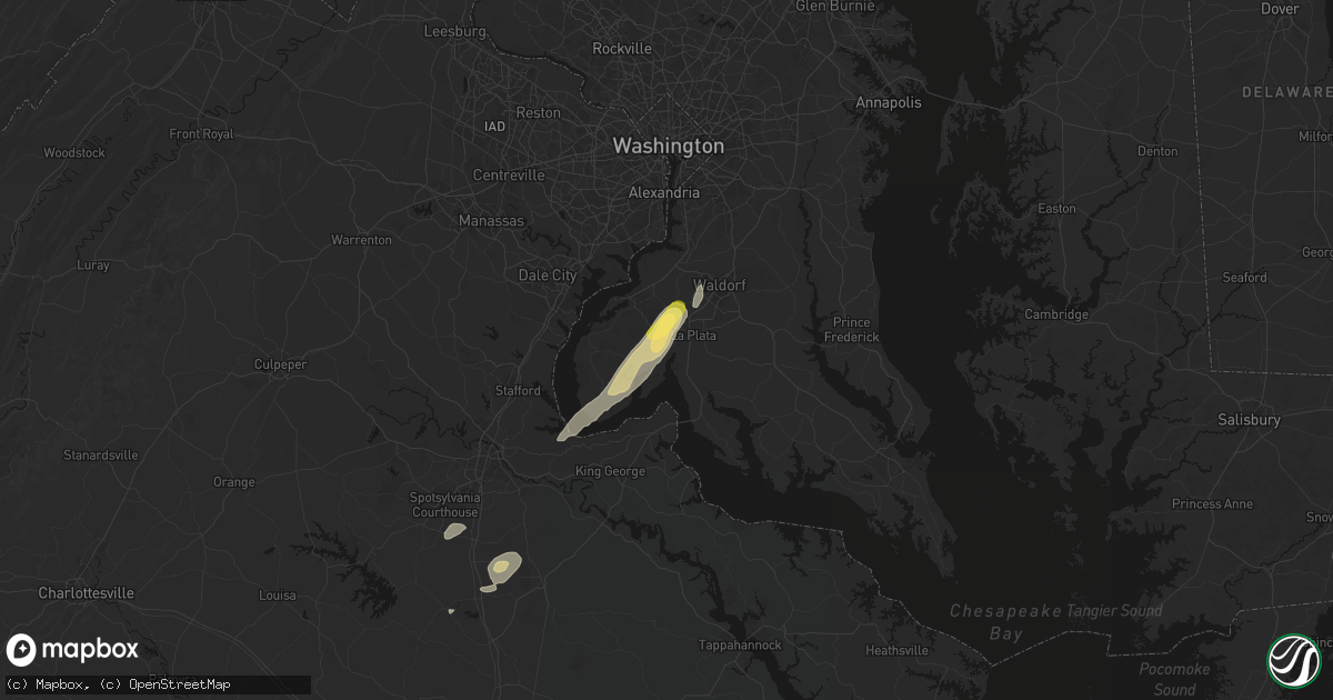 Hail map in Port Tobacco, MD on June 14, 2026