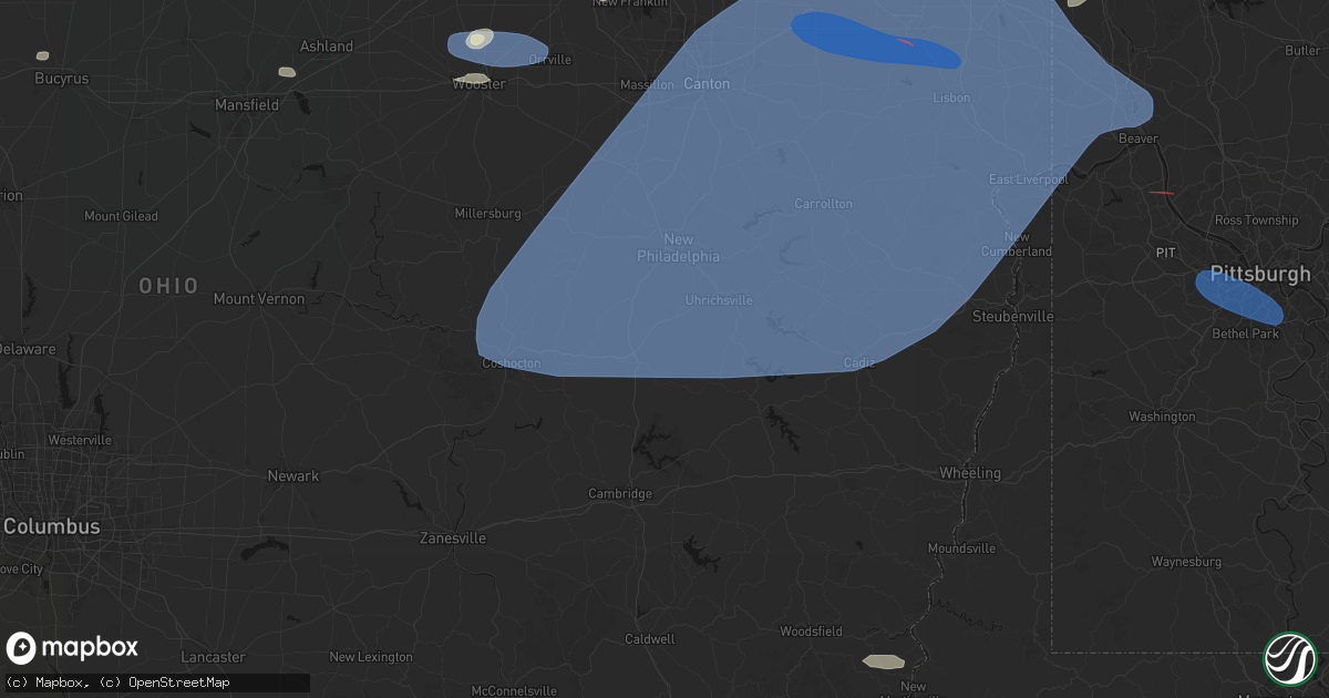 Hail map in Port Washington, OH on June 14, 2026