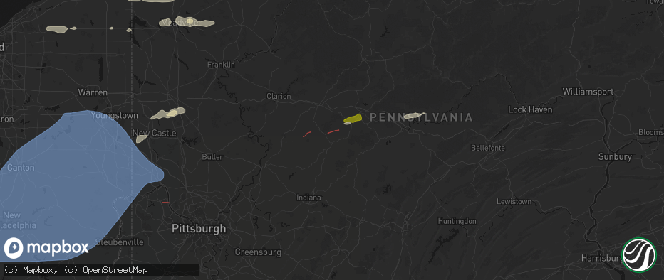 Hail map in Punxsutawney, PA on June 14, 2026