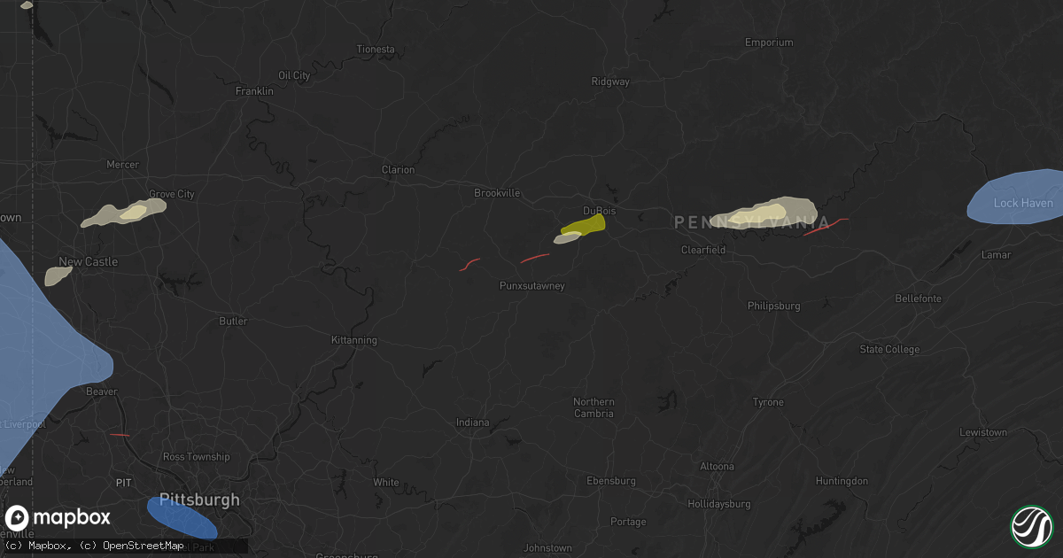 Hail map in Punxsutawney, PA on June 14, 2026
