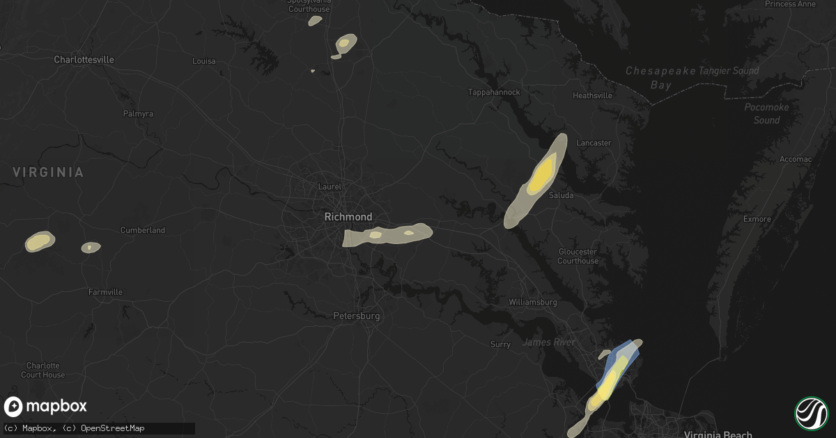 Hail map in Quinton, VA on June 14, 2026
