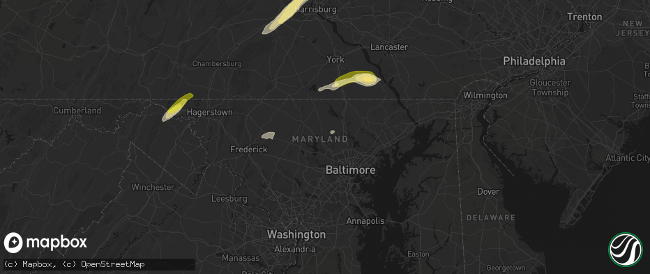 Hail map in Reisterstown, MD on June 14, 2026