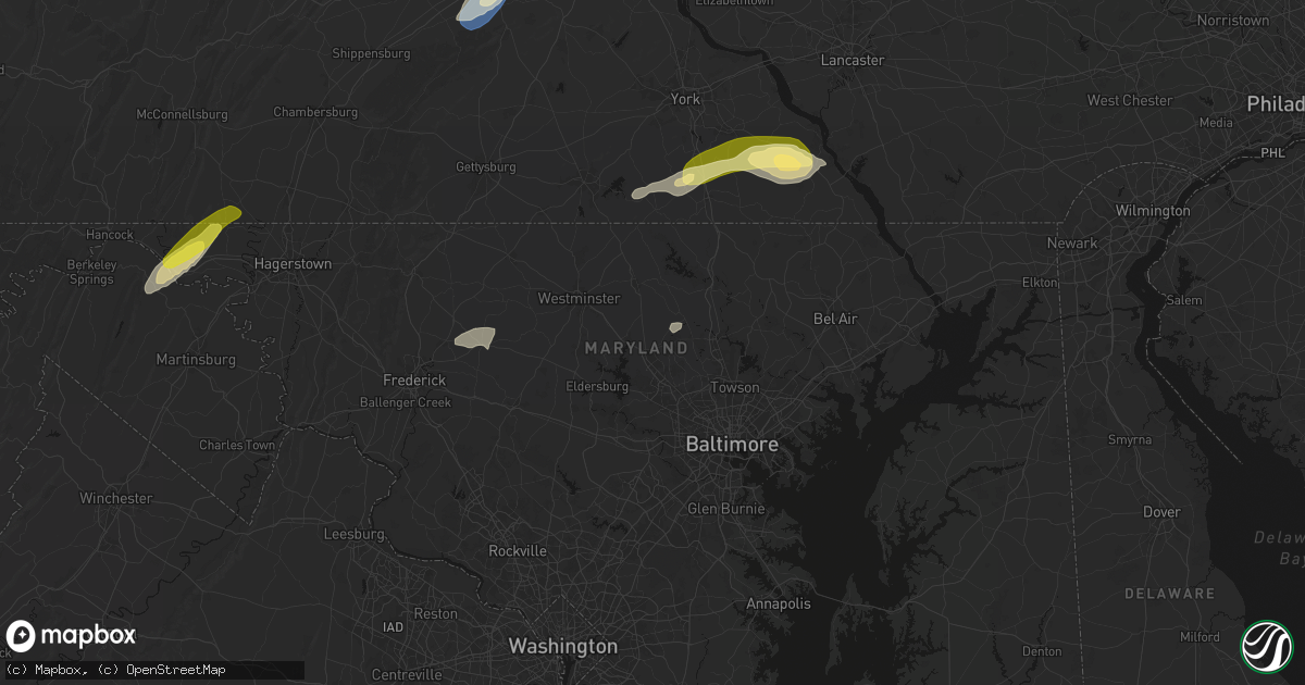 Hail map in Reisterstown, MD on June 14, 2026