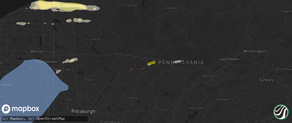 Hail map in Reynoldsville, PA on June 14, 2026