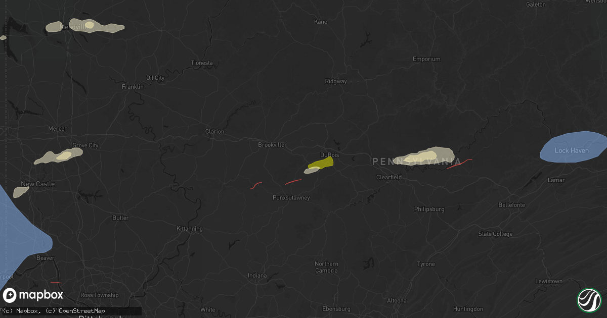 Hail map in Reynoldsville, PA on June 14, 2026