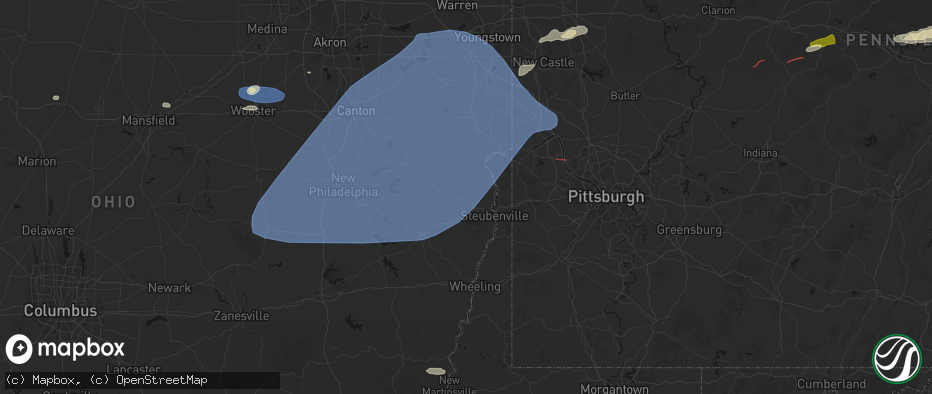Hail map in Richmond, OH on June 14, 2026