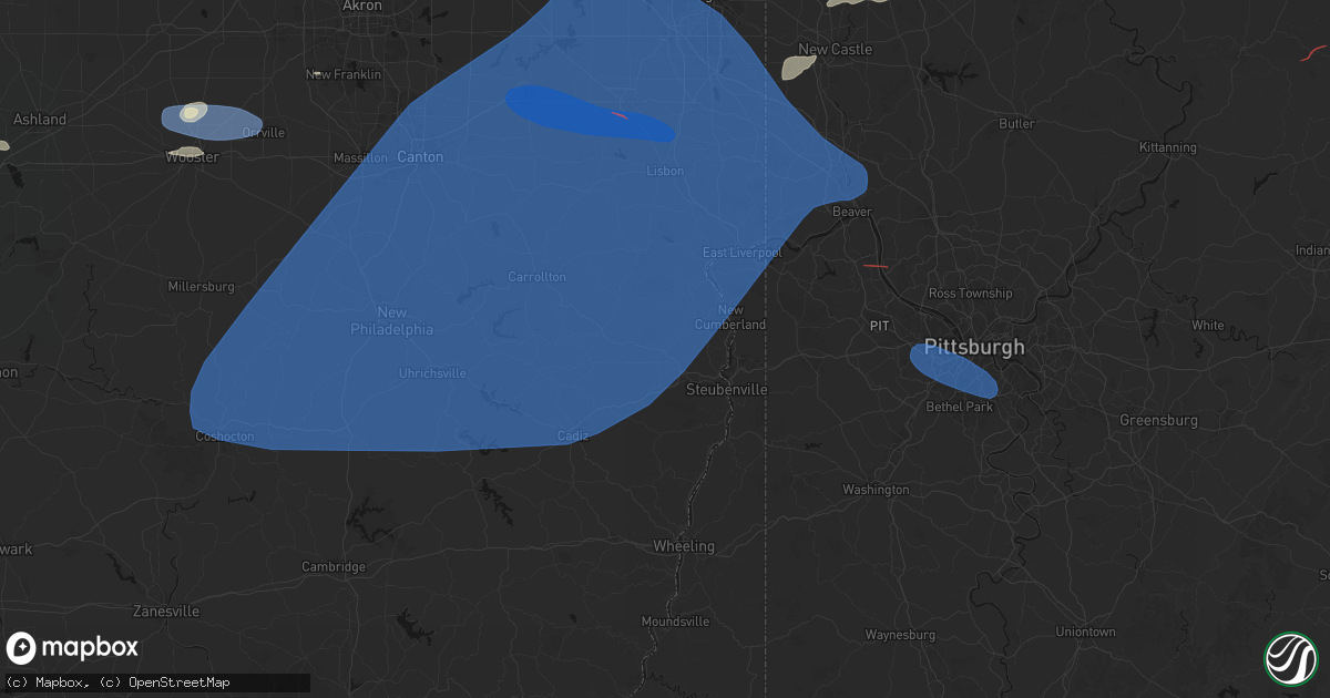 Hail map in Richmond, OH on June 14, 2026