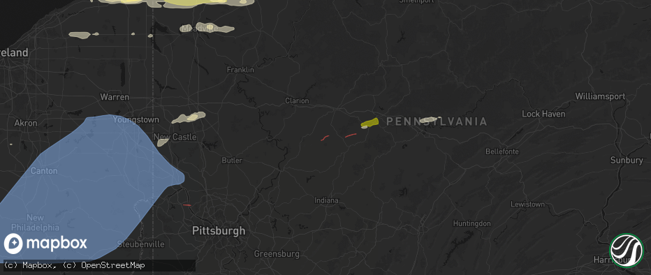 Hail map in Ringgold, PA on June 14, 2026