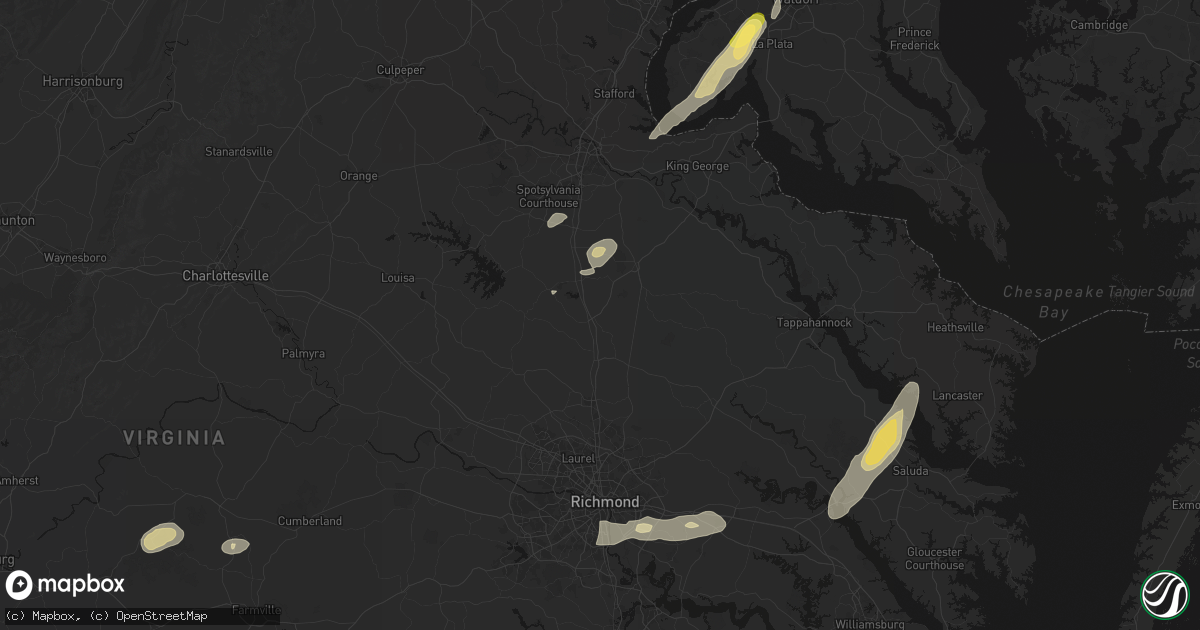 Hail map in Ruther Glen, VA on June 14, 2026