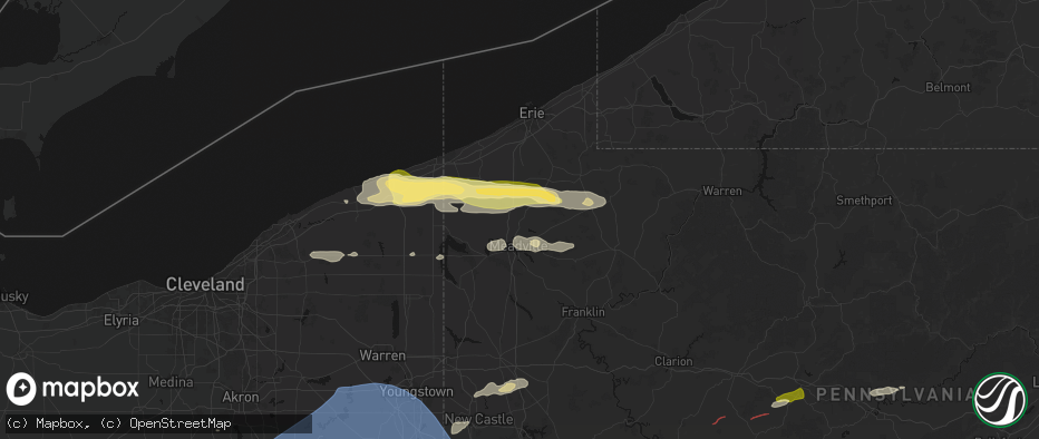 Hail map in Saegertown, PA on June 14, 2026