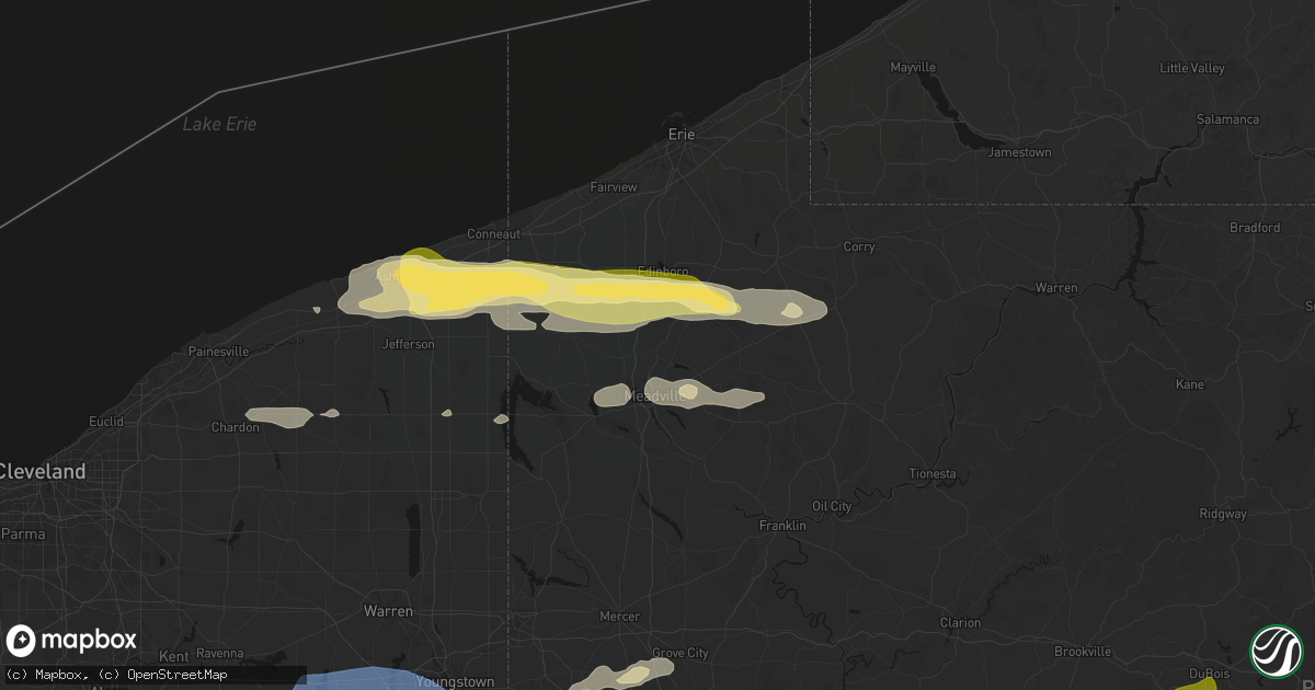 Hail map in Saegertown, PA on June 14, 2026