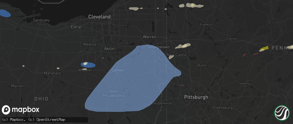 Hail map in Salem, OH on June 14, 2026