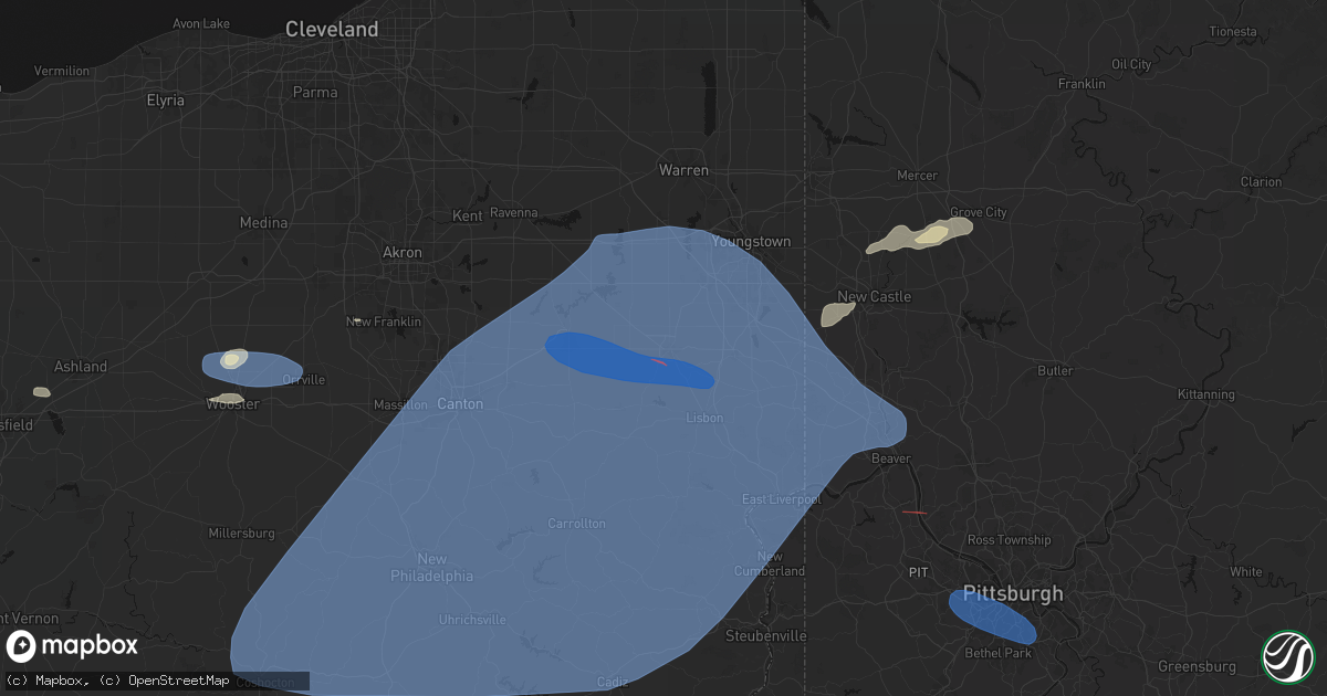 Hail map in Salem, OH on June 14, 2026