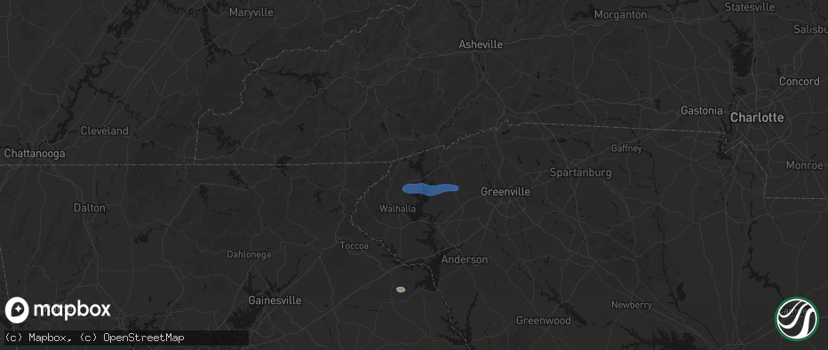 Hail map in Salem, SC on June 14, 2026