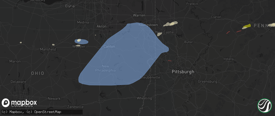 Hail map in Salineville, OH on June 14, 2026