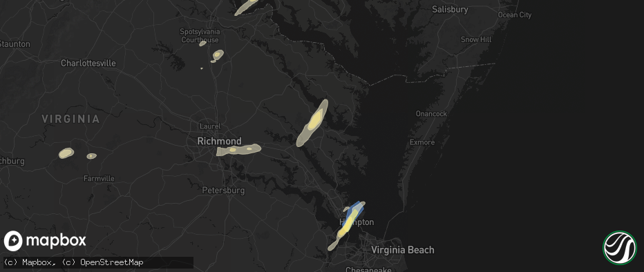 Hail map in Saluda, VA on June 14, 2026