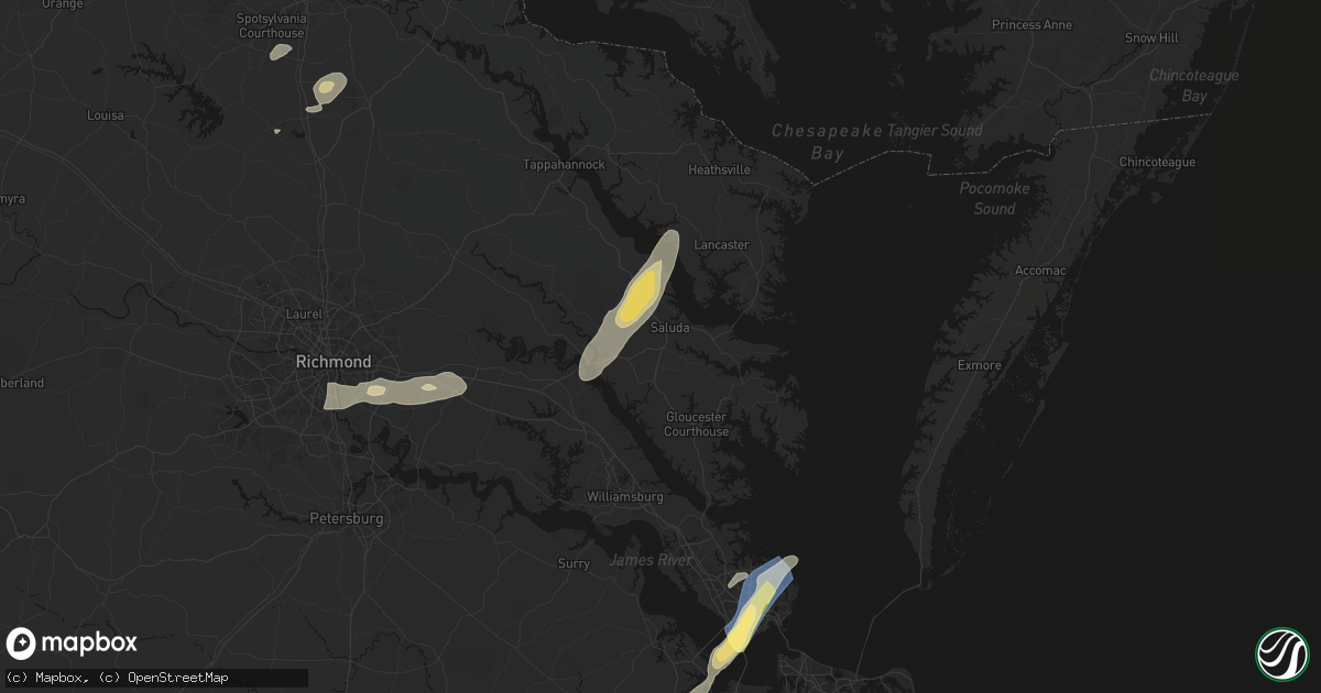 Hail map in Saluda, VA on June 14, 2026