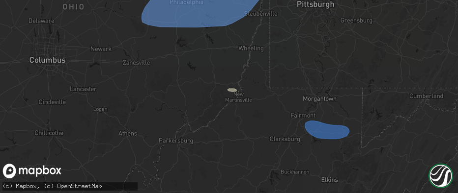 Hail map in Sardis, OH on June 14, 2026