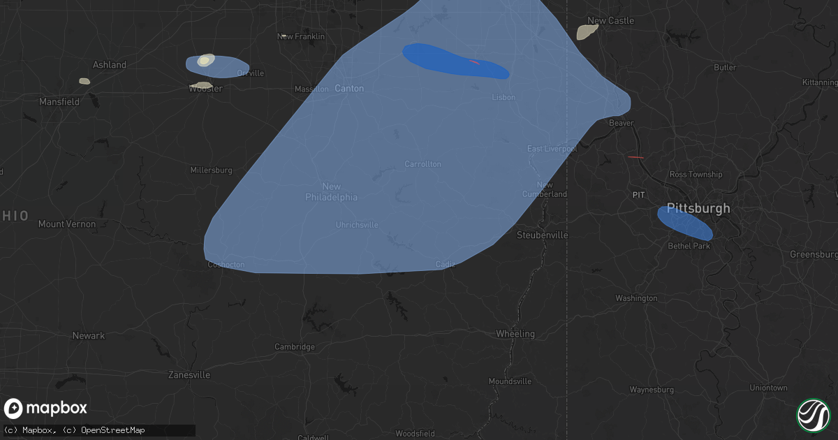 Hail map in Scio, OH on June 14, 2026