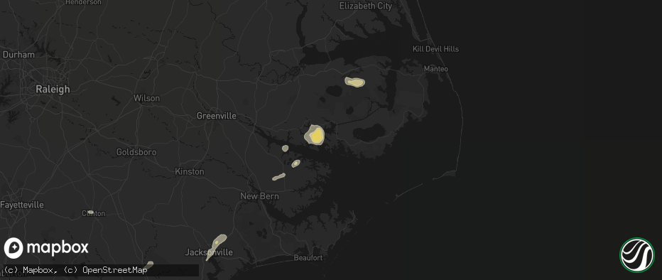 Hail map in Scranton, NC on June 14, 2026