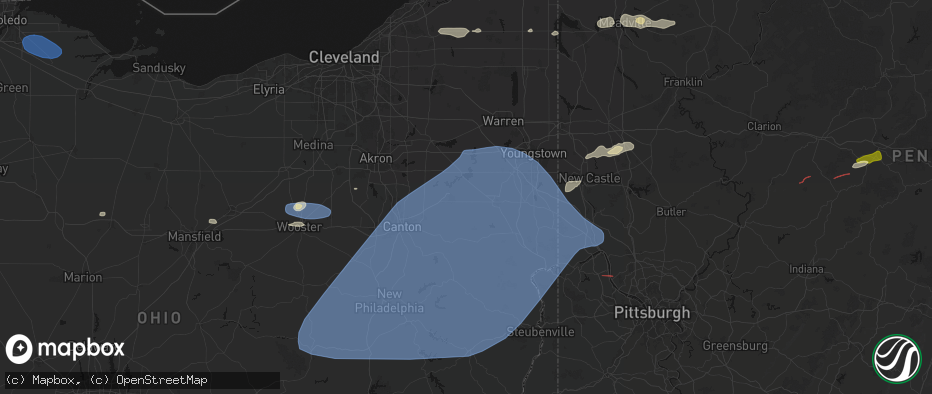 Hail map in Sebring, OH on June 14, 2026