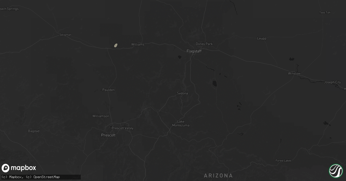 Hail map in Sedona, AZ on June 14, 2026