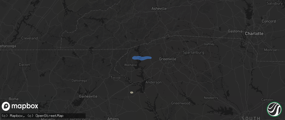 Hail map in Six Mile, SC on June 14, 2026