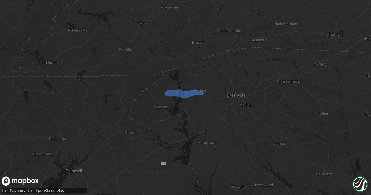 Hail map in Six Mile, SC on June 14, 2026