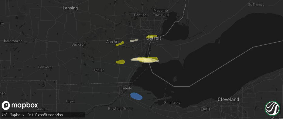 Hail map in South Rockwood, MI on June 14, 2026