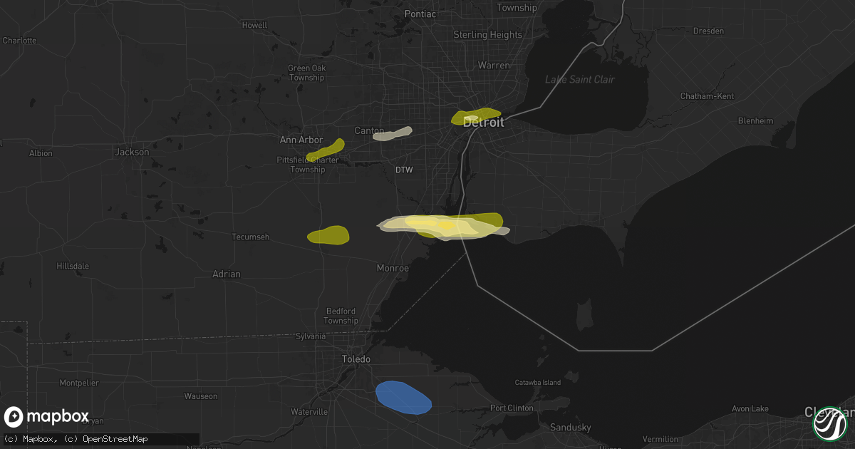 Hail map in South Rockwood, MI on June 14, 2026