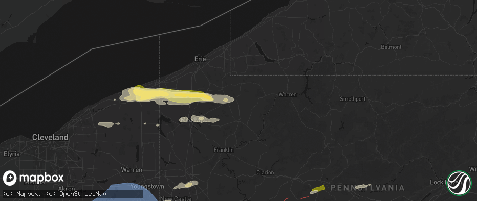 Hail map in Spartansburg, PA on June 14, 2026