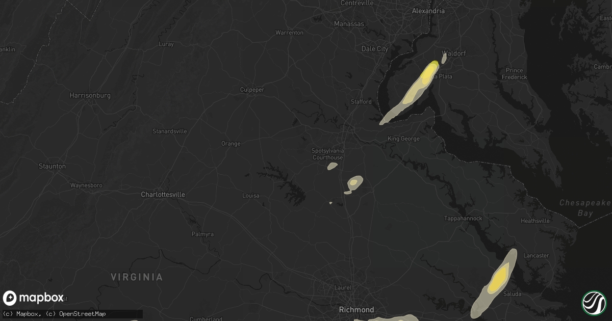 Hail map in Spotsylvania, VA on June 14, 2026