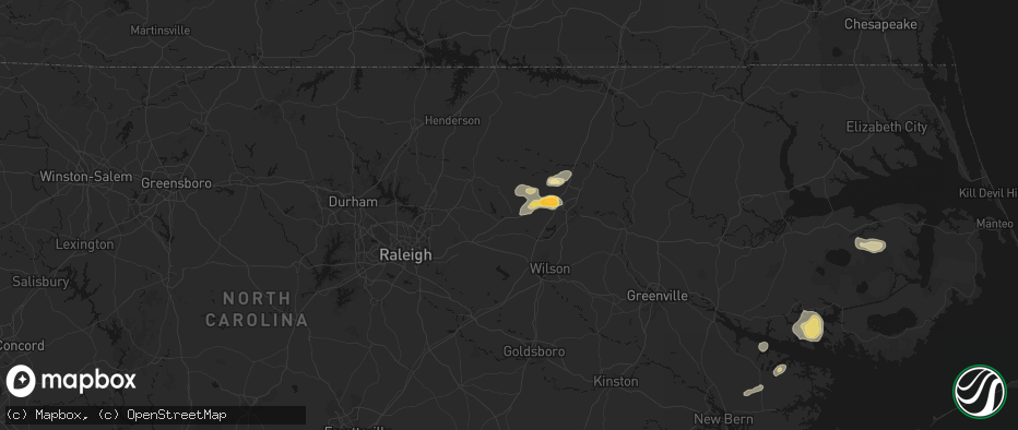 Hail map in Spring Hope, NC on June 14, 2026
