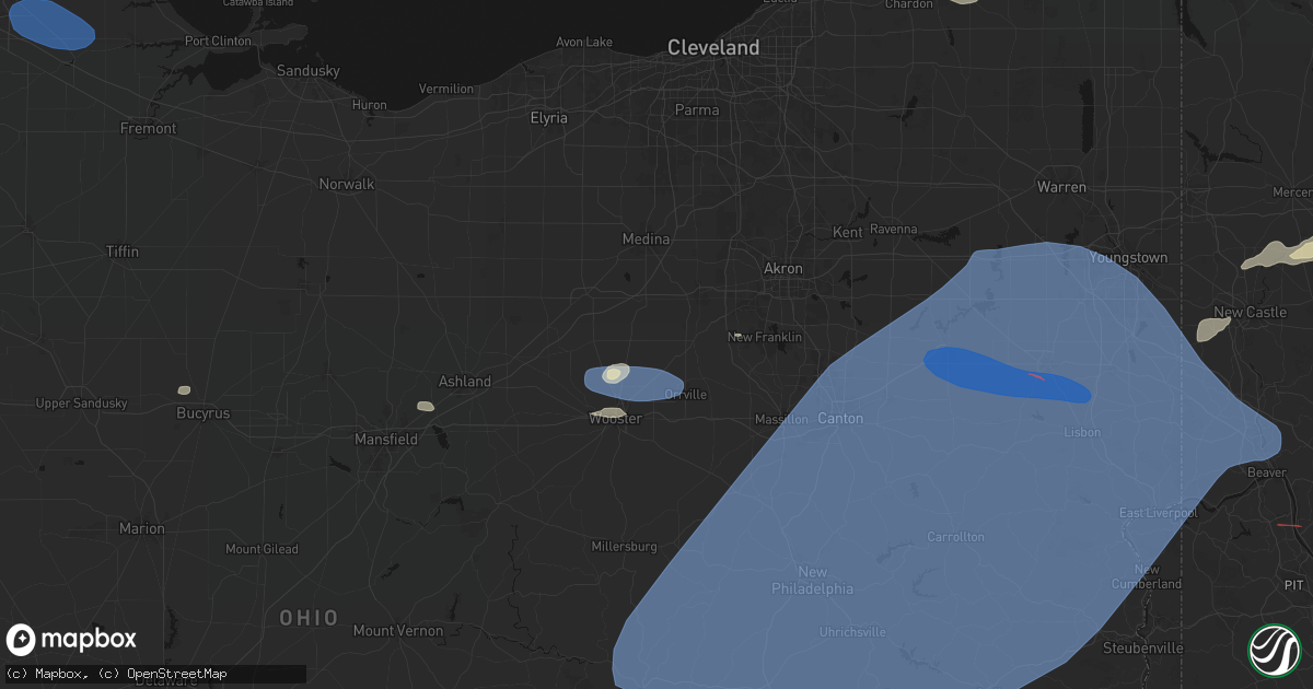 Hail map in Sterling, OH on June 14, 2026