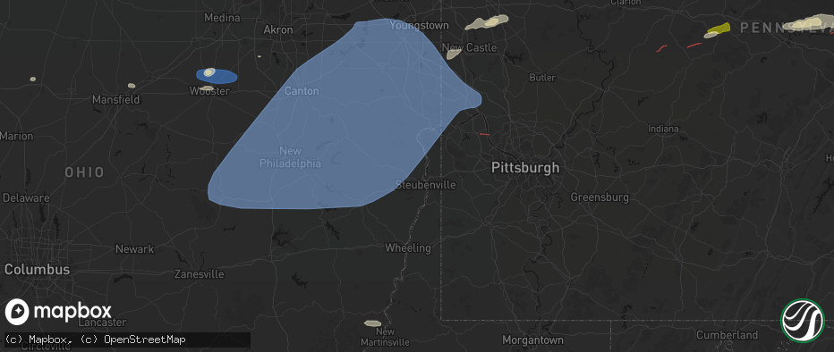 Hail map in Steubenville, OH on June 14, 2026
