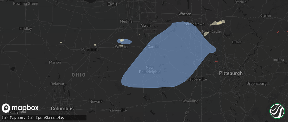 Hail map in Strasburg, OH on June 14, 2026