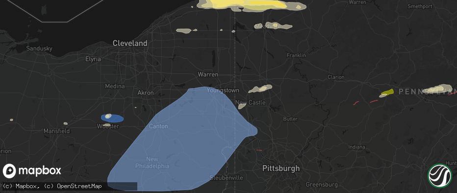 Hail map in Struthers, OH on June 14, 2026