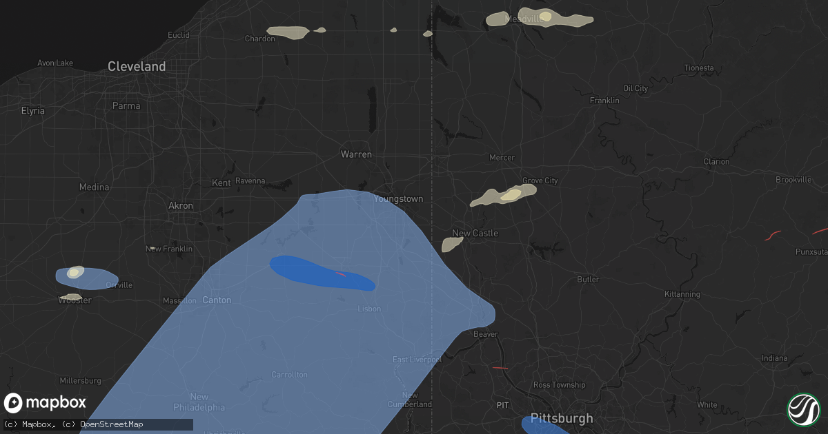 Hail map in Struthers, OH on June 14, 2026