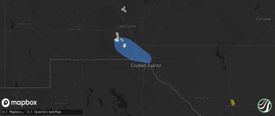 Hail map in Sunland Park, NM on June 14, 2026