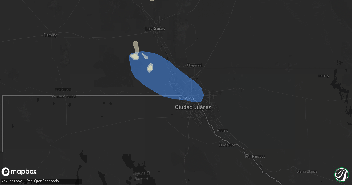 Hail map in Sunland Park, NM on June 14, 2026